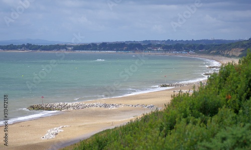 Summer beach scene in Christchurch in south coast of England