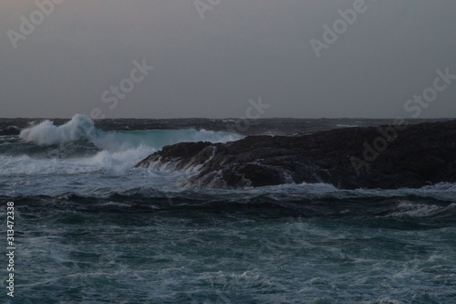 Waves hitting shores after winter storm