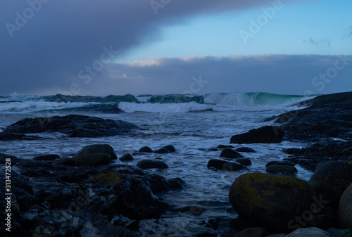 Waves hitting shores after winter storm © MartinAasheim