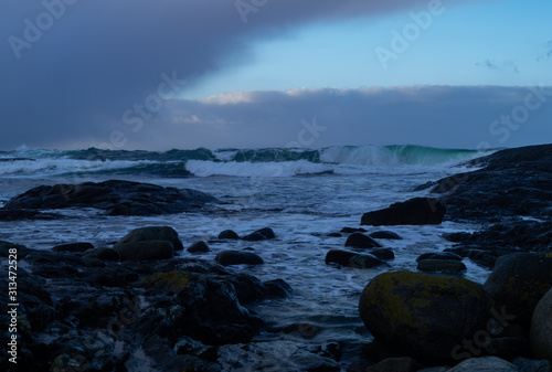 Waves hitting shores after winter storm