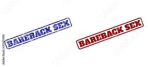 BAREBACK SEX Blue and Red Rounded Rectangle Stamps with Unclean Surfaces