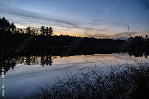 Peaceful and Tranquil Sunset over a New England Pond