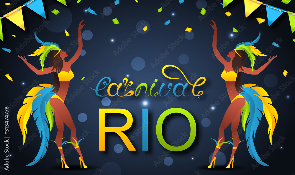 Φωτογραφία Brazil Carnaval Party Poster, Girl Dancers, Festival Rio Carnival Advertise