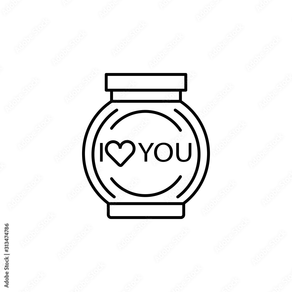 jar line icon. Elements of valentines day illustration icons. Signs, symbols can be used for web, logo, mobile app, UI, UX