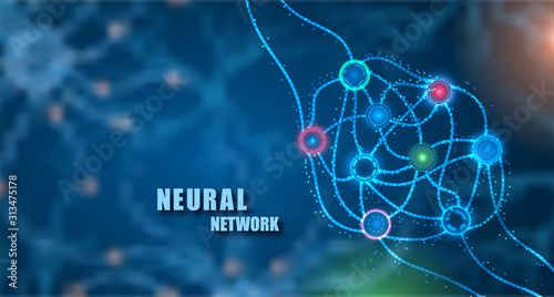 Concept Neural System, Science Unfocused Background. Mixed Media