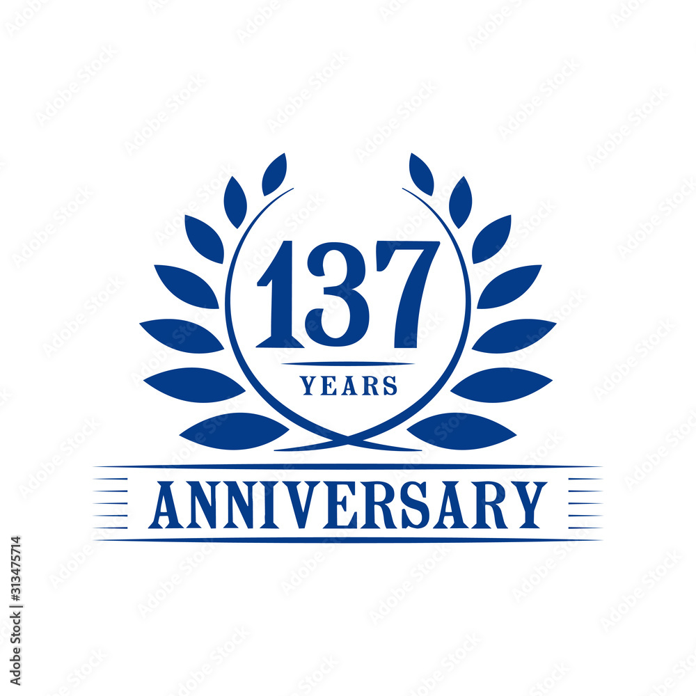 Fototapeta premium 137 years logo design template. One hundred thirty seventh anniversary vector and illustration.