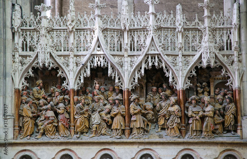 Amiens, France. Cathedral (UNESCO World Heritage), medieval reliefs and choir fence