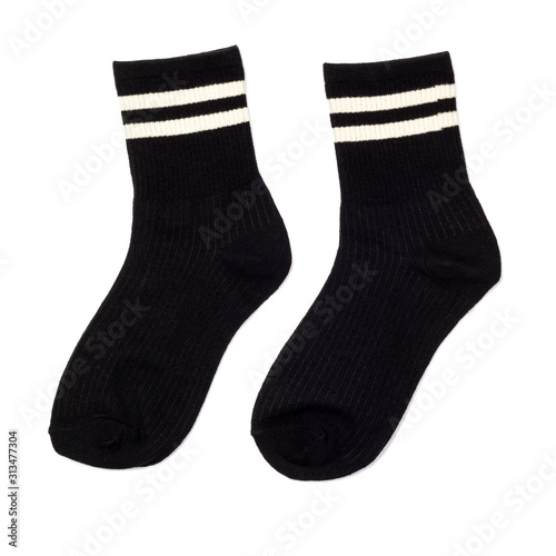Pair of trendy female socks isolated on white background