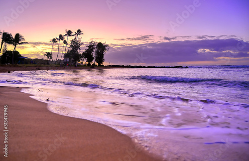 Sunrise over the coast of Kauai  Hawaii.