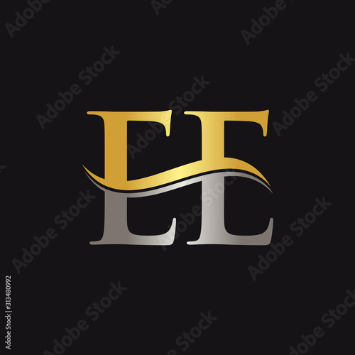 Initial EE Letter Linked Logo Business Vector Template. Gold And Silver letter EE Logo Design