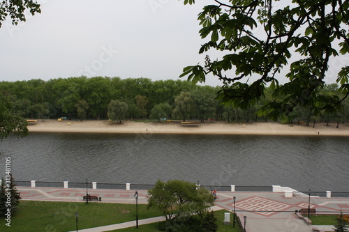 city park on the river Sozh, summer day photo