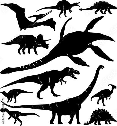 Dinosaur Isolated Collection Vector Outline