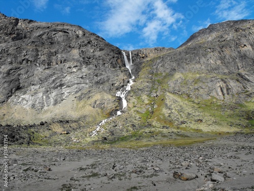 Waterfall just at the Arctic Circle, Auyuittuq National Park photo