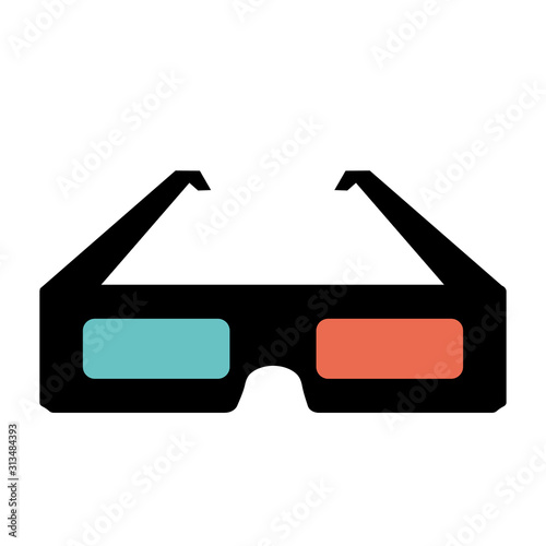 3D glasses flat line colored icon. Glasses for watching movies in the movie theater in 3D