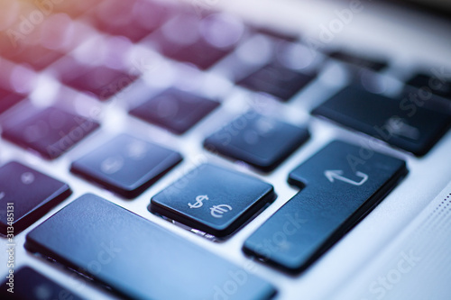 Laptop computer keyboard withenter and dollar and euro key