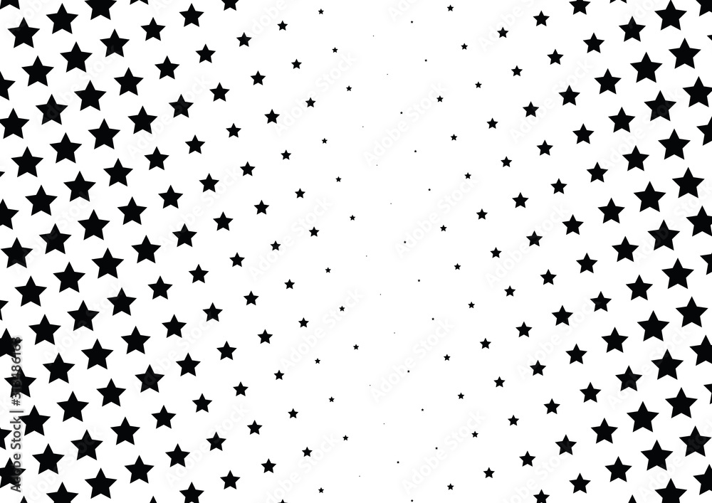 Abstract halftone dotted background. Monochrome pattern with stars.  Vector modern futuristic texture for posters, sites, business cards, postcards, labels and stickers. Design mock-up layout.