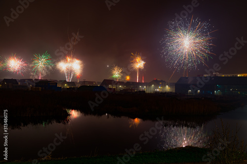 Fireworks lit by citizens in Boskoop on New Year's Eve