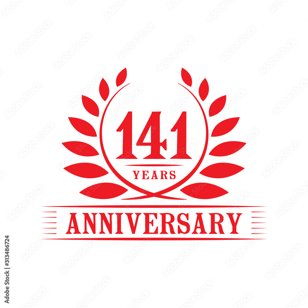 141 years logo design template. One hundred forty first anniversary vector and illustration.