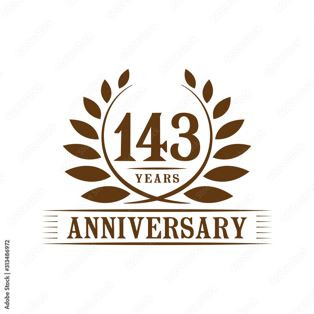 143 years logo design template. One hundred forty third anniversary vector and illustration. 143 years logo design template. One hundred forty third anniversary vector and illustration.