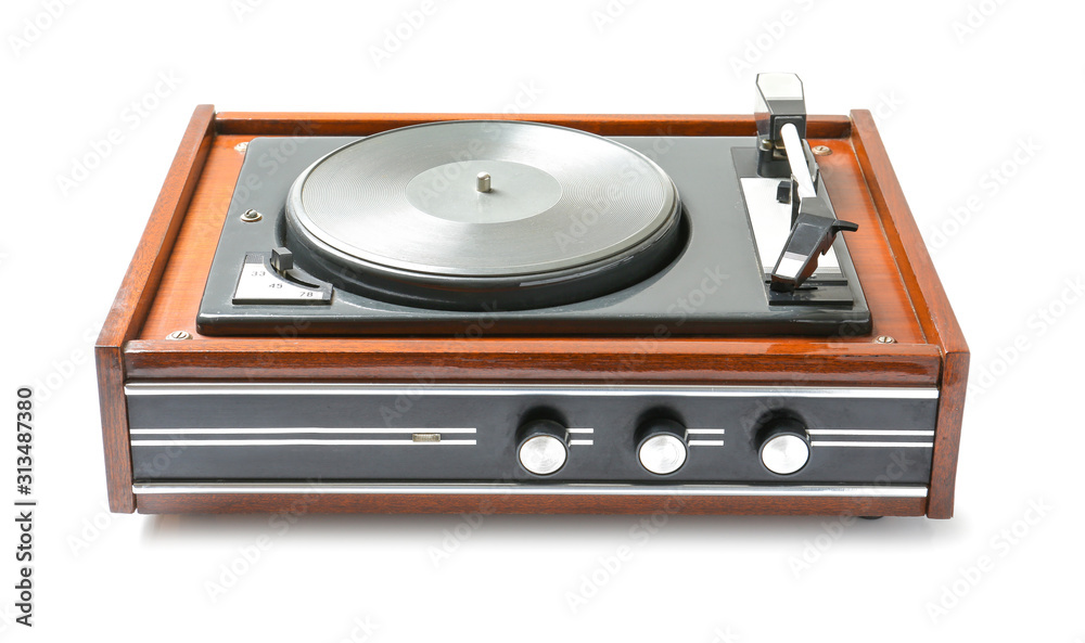 Record player on white background Record player on white background