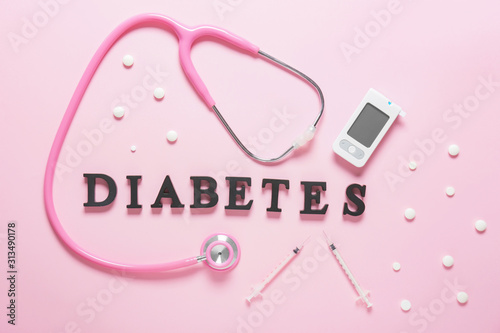Composition with word DIABETES on color background © Pixel-Shot