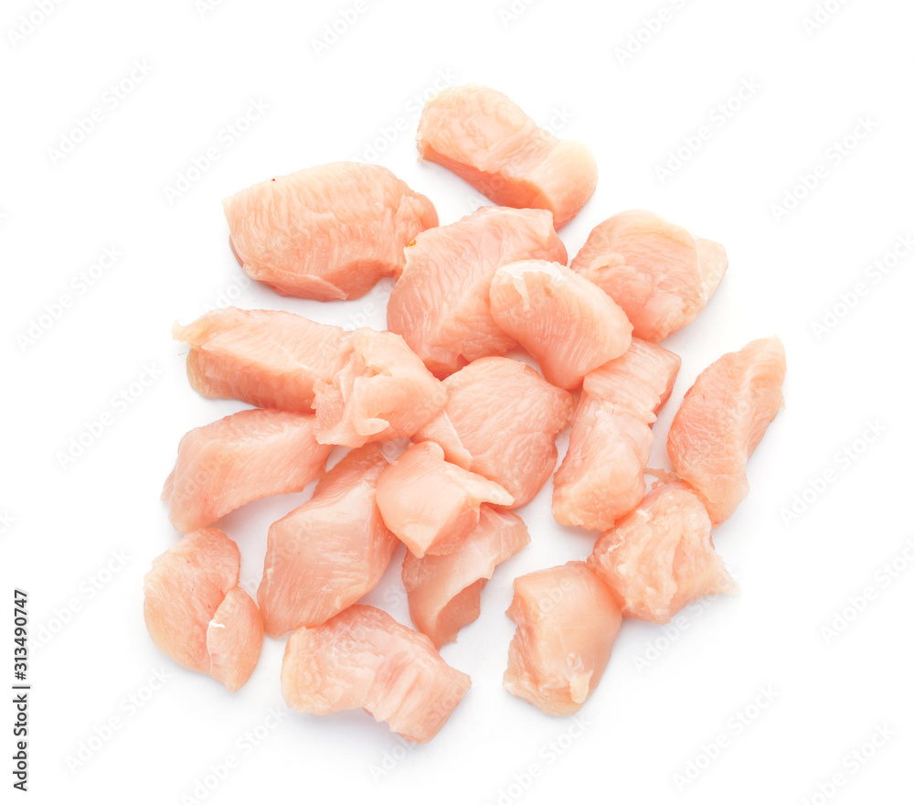 Raw cut chicken fillet on white background Raw cut chicken fillet on white background