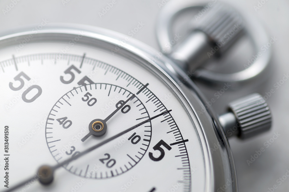 Classic metallic chrome mechanical analog stopwatch