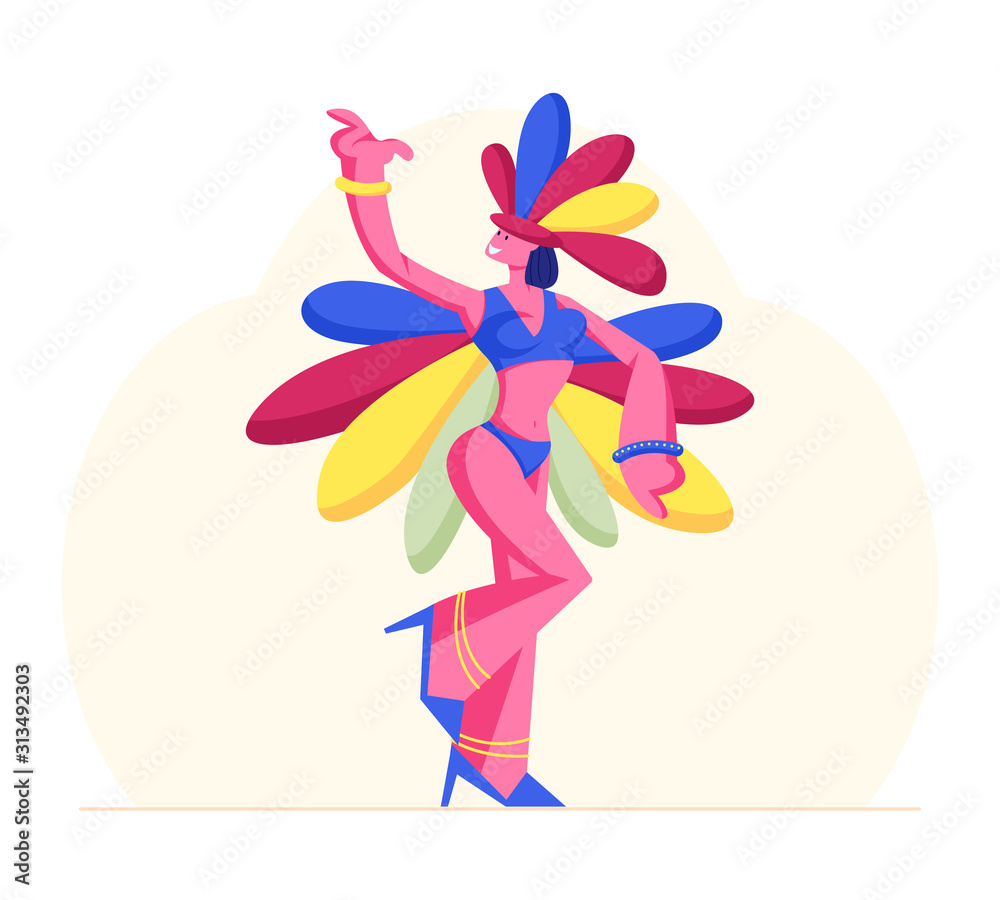 Brazilian Samba Dancer Woman Wearing Festival Costume with Colorful Feather  Peacock Tail Isolated on White Background. Brazilian Culture, Carnival in  Rio De Janeiro Cartoon Flat Vector Illustration Stock Vector | Adobe Stock