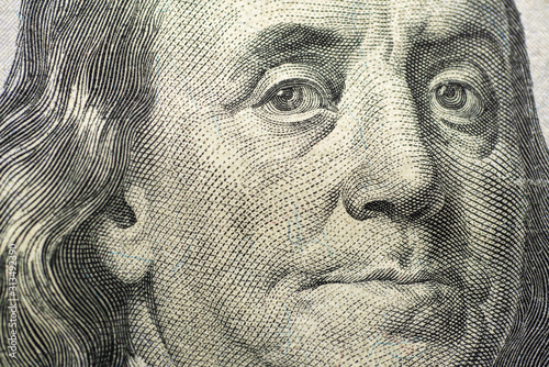One hundred US dollars close-up. Very detailed picture of American money.