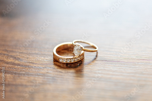 His and Hers Gold Wedding Rings with Diamonds