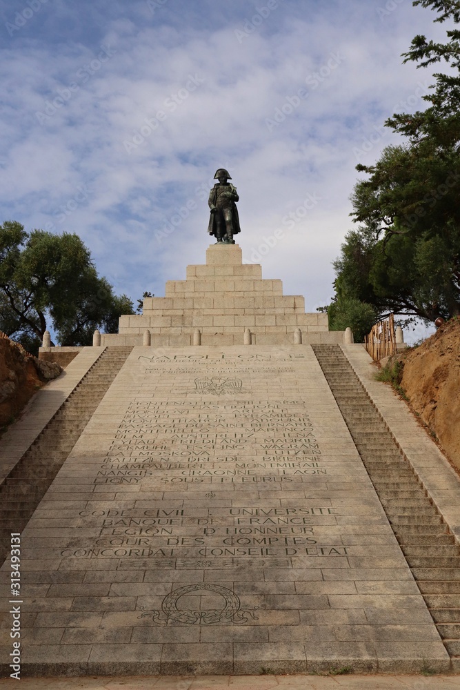 The majestic monument to Napoleon on the island of Corsica in the city of Ajaccio. France, September 2019