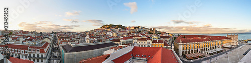 Portugal. Lisbon. Panorama of the North-Eastern part of the city from the observation deck of the Arc de Triomphe. Hill View with St. George's Castle