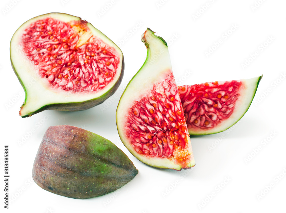Sliced fresh figs isolated on white background Sliced fresh figs isolated on white background