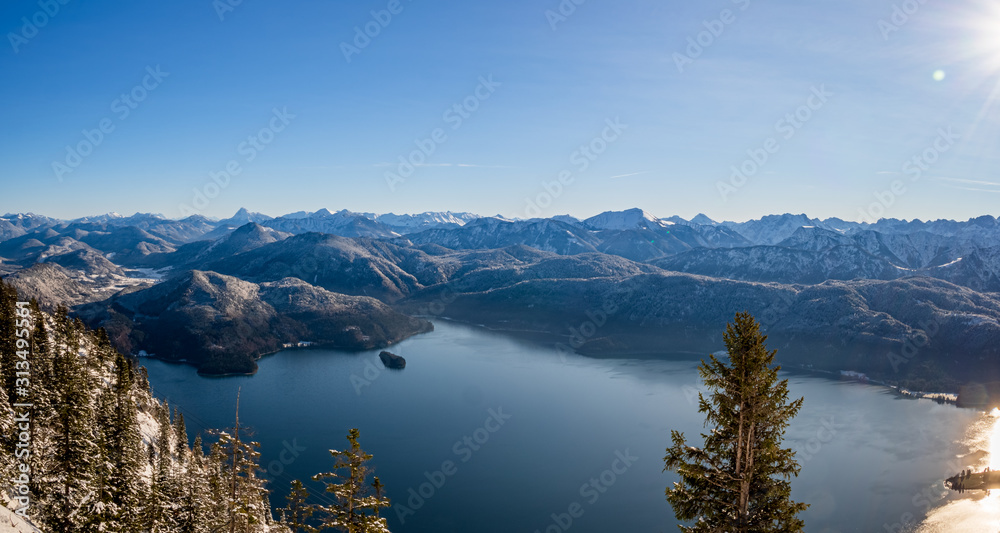 Mountain View from a Bavarian Top Point to the Walchensee
