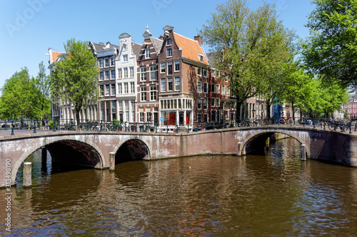 Traditional Dutch townhouses at Keizersgracht canal in Amsterdam, Netherlands