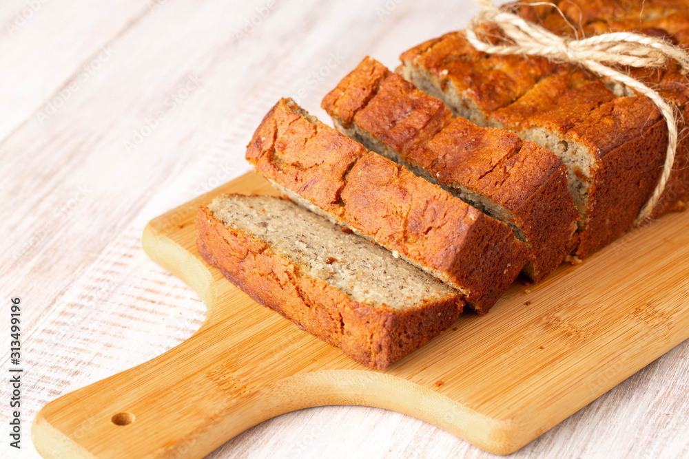 Banana Bread on Cutting Board Banana Bread on Cutting Board