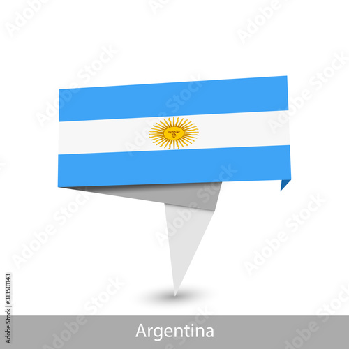 Argentina Country flag. Folded ribbon banner flag