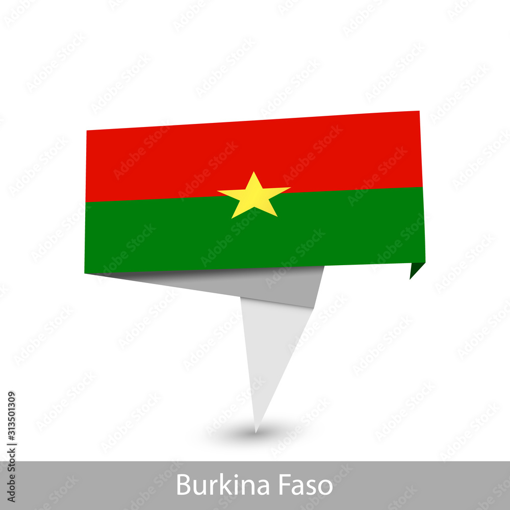 Burkina Faso Country flag. Folded ribbon banner flag Burkina Faso Country flag. Folded ribbon banner flag