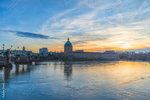 Garonne river and Dome de la Grave in Toulouse, France