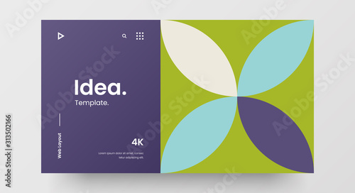 Creative horizontal website screen part for responsive web design project development. Abstract geometric pattern banner layout mock up. Corporate landing page block vector illustration template.