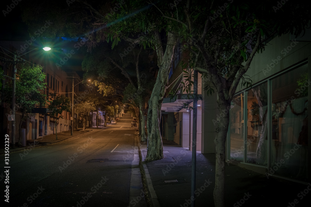 empty city street at night