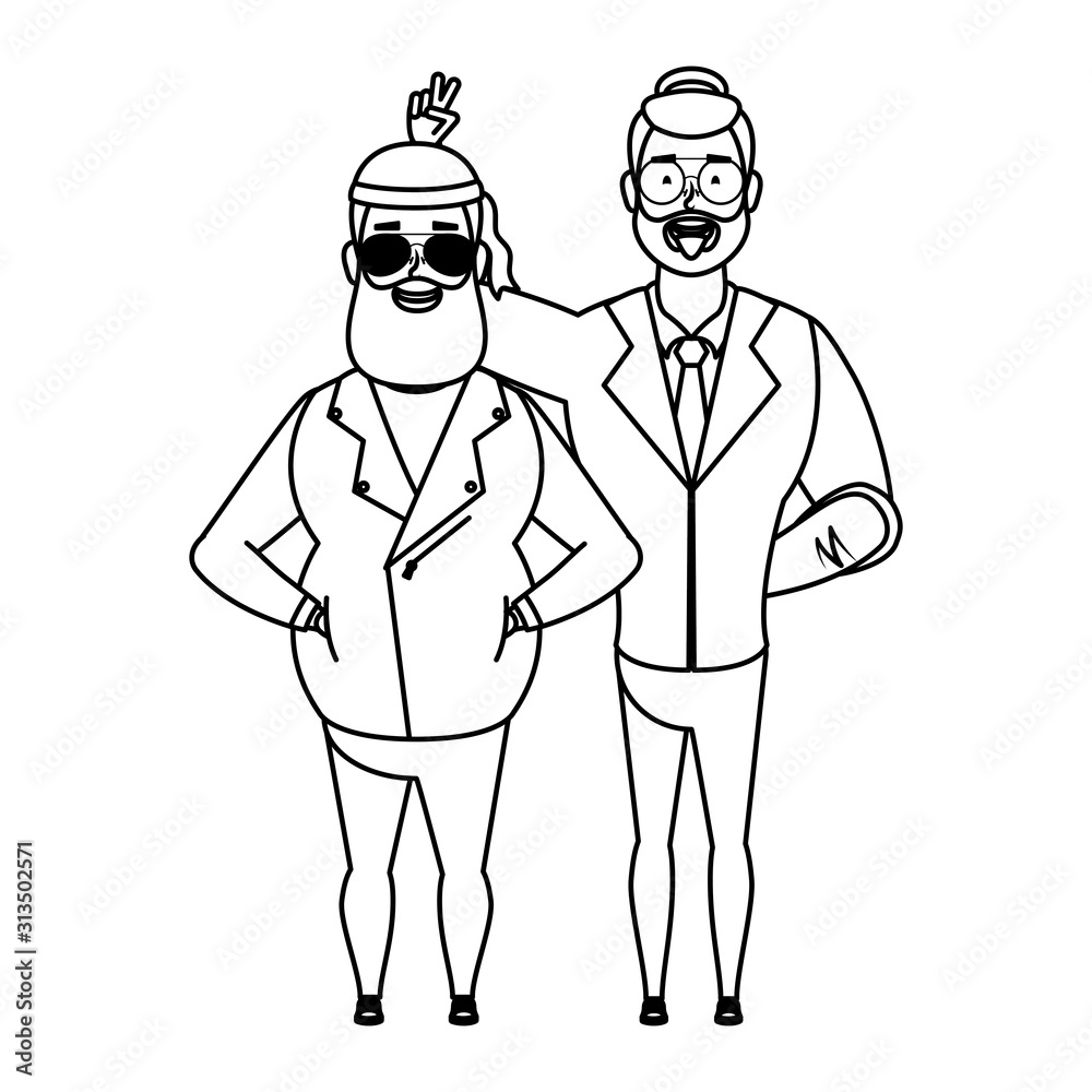 elegant young men with beard avatars characters elegant young men with beard avatars characters