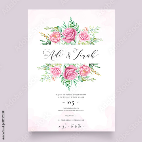 beautiful floral wreath wedding card template © lukasdedi