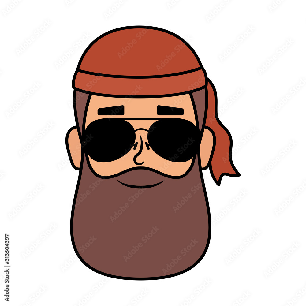 motorcyclist man with beard and sunglasses head motorcyclist man with beard and sunglasses head