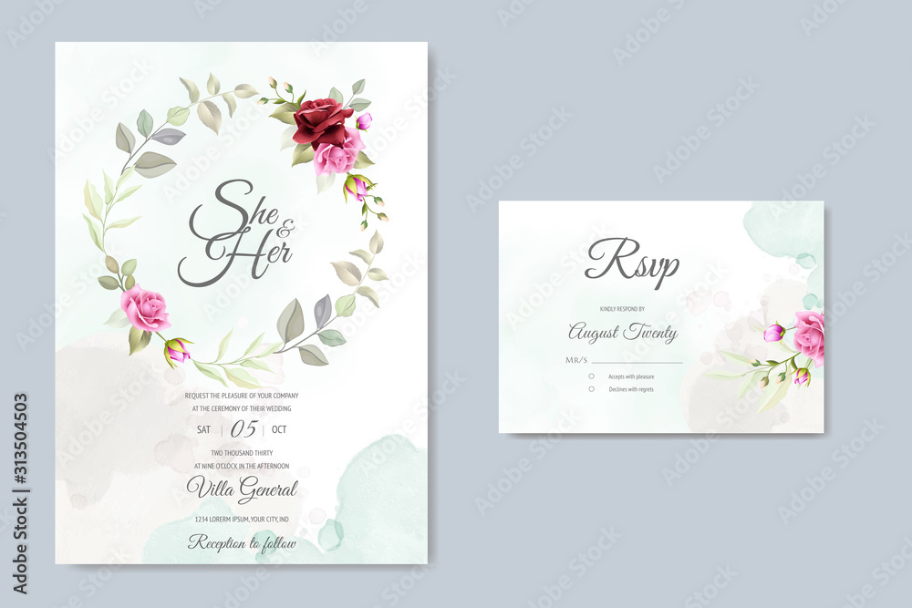 beautiful floral wreath wedding card template