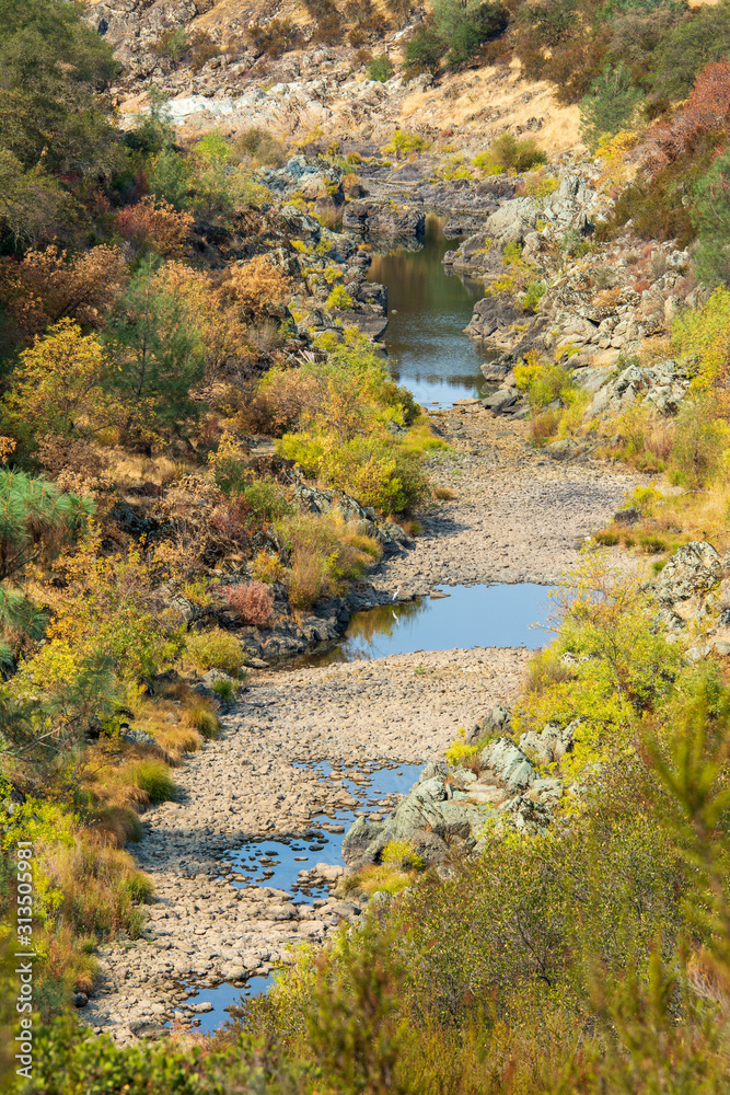 river during drought very low water . river during drought very low water .