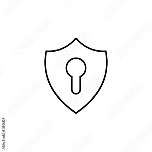 shield and keyhole icon. Simple thin line  outline vector of web icons for ui and ux  website or mobile application