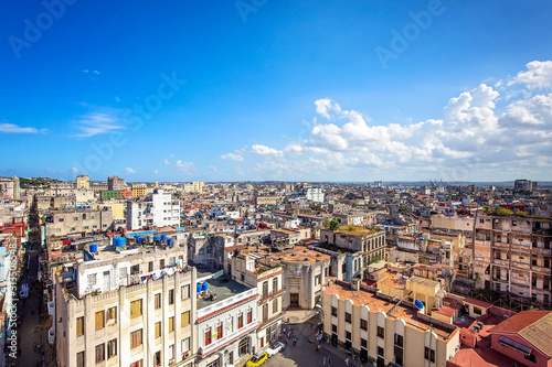Panoramic view of an Old Havana and colorful Old Havana streets in historic city center (Havana Vieja) © eskystudio