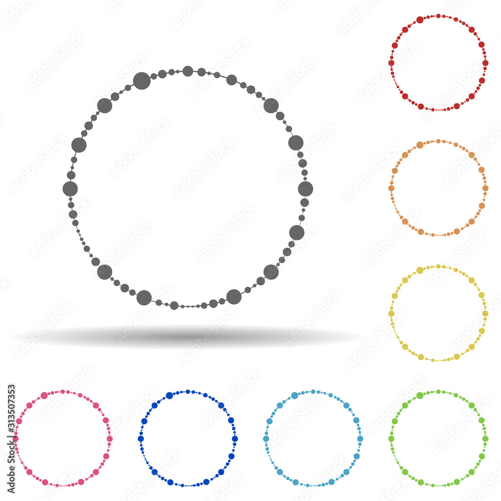 Particle round background, hand drawn in round in multi color style icon. Simple thin line, outline vector of background for text icons for ui and ux, website or mobile application