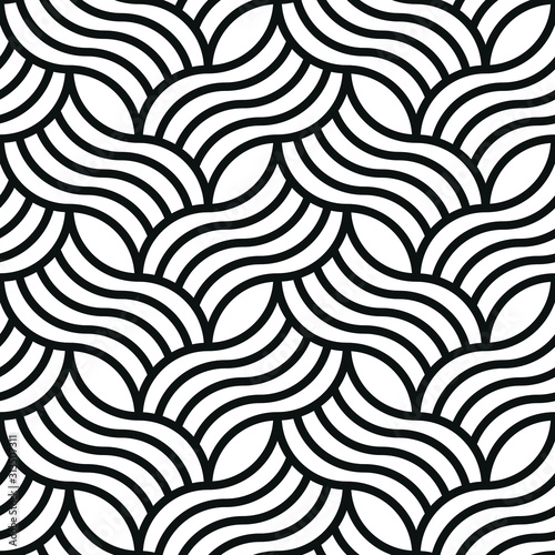 Seamless black and white vintage woven ornate art deco outline pattern vector